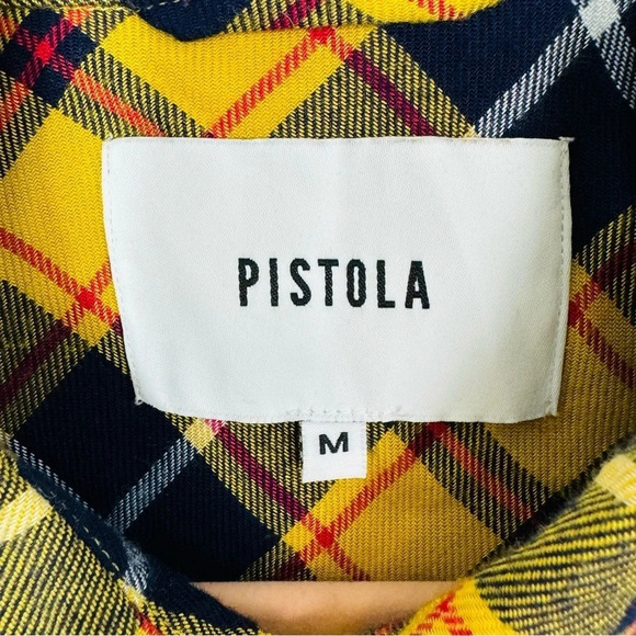 Pistola Revolve Yellow Plaid Button Down Flannel Long Sleeve Top Medium - Picture 7 of 9